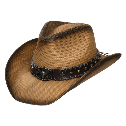 Chapeau de Cowboy Western en Paille Toyo Mate Chet whisky DORFMAN PACIFIC