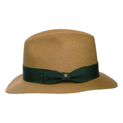 Chapeau Fedora en Paille Toyo Pliable Roma beige sable foncé-forêt BRIXTON