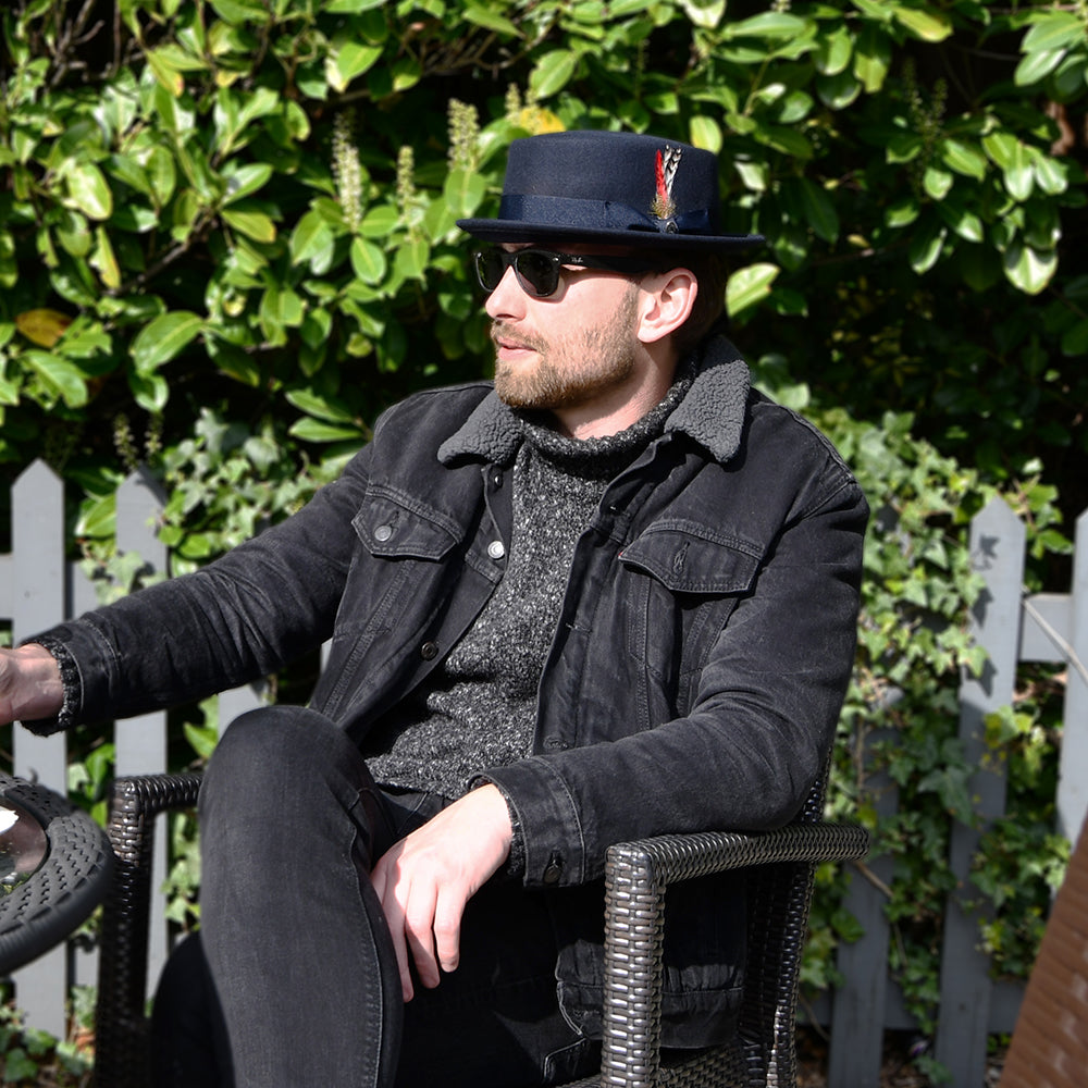 Chapeau Pork Pie en Laine Déformable bleu marine JAXON & JAMES