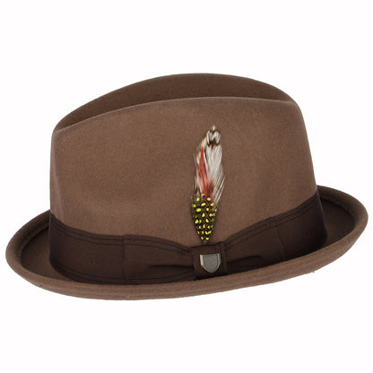 Chapeau Trilby en Laine Feutrée Gain marron BRIXTON