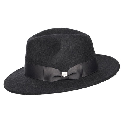 Chapeau Fedora en Laine Feutrée Chinée Hydrofuge Boston gris foncé FAILSWORTH