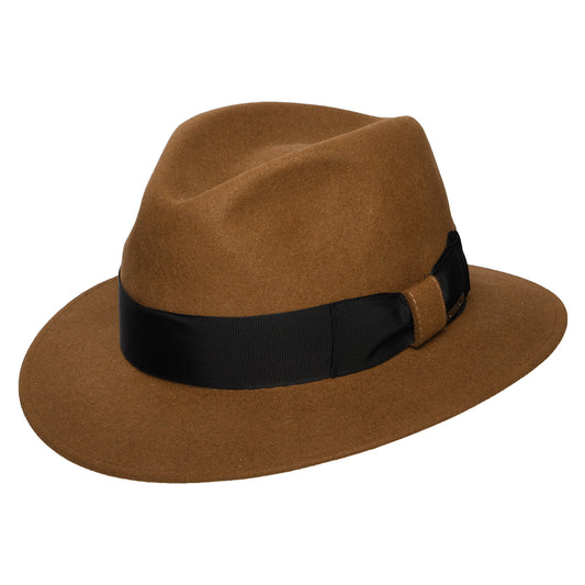 Chapeau Fedora Safari en Feutre de Castor Mélangé Lestoca Traveller marron STETSON