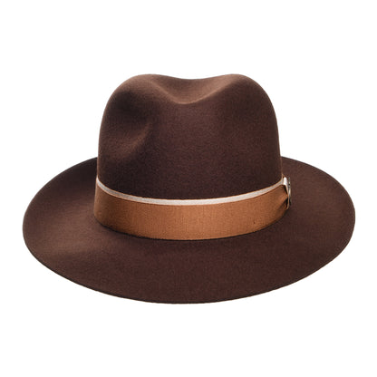 Chapeau Fedora en Laine Feutrée Lingfield marron CHRISTYS