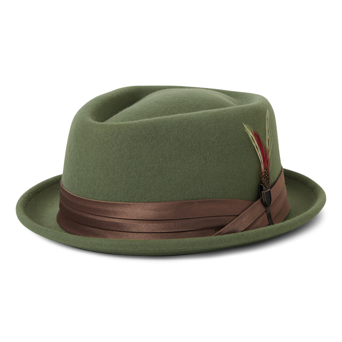 Chapeau Pork Pie en Laine Feutrée Stout olive-bronze BRIXTON