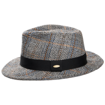 Chapeau Fedora en Laine Mélangée à Chevrons Barry gris SCALA