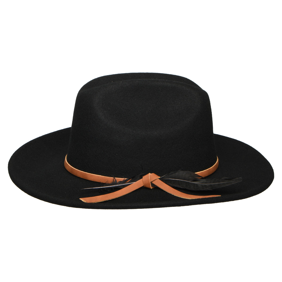 Chapeau de Cowboy en Laine Feutrée avec Plume Adan noir SCALA