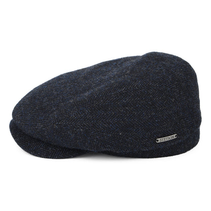 Casquette Plate en Laine à Chevrons bleu marine STETSON