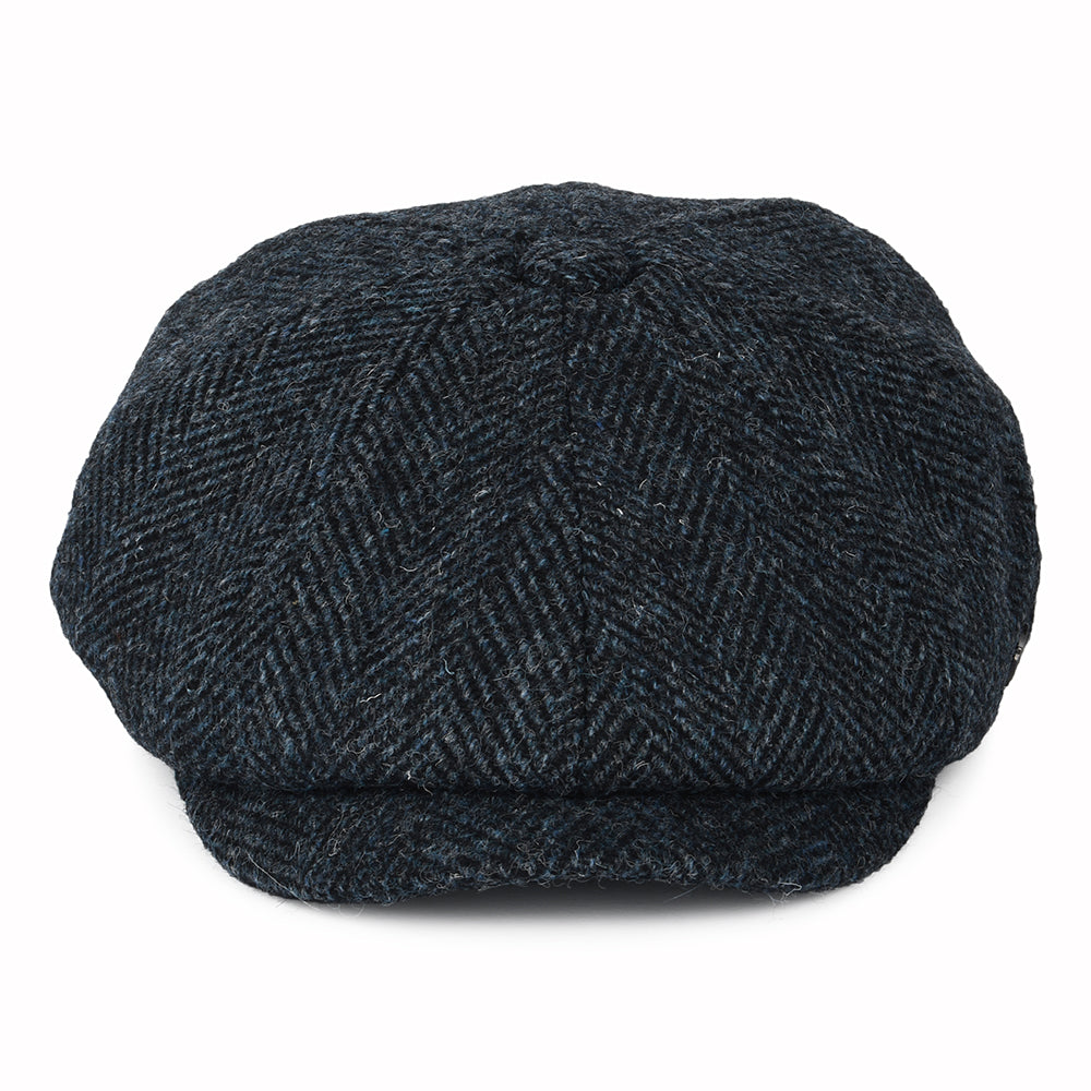 Casquette Gavroche en HARRIS TWEED à Chevrons Carloway bleu-noir FAILSWORTH