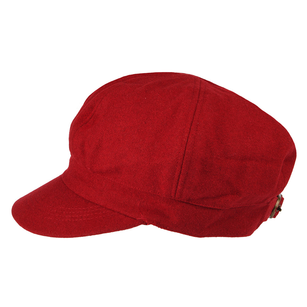 Casquette Gavroche en Laine Mélangée rouge SUR LA TÊTE