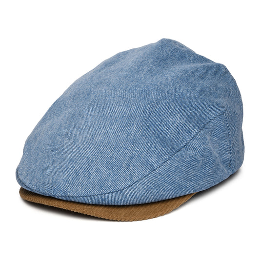 Casquette Plate en Denim Délavé Hooligan bleu-marron BRIXTON
