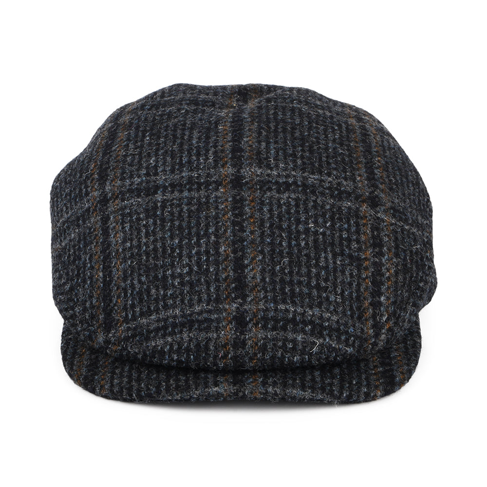 Casquette Plate à Visière Allongée en HARRIS TWEED Finsbay bleu marine FAILSWORTH