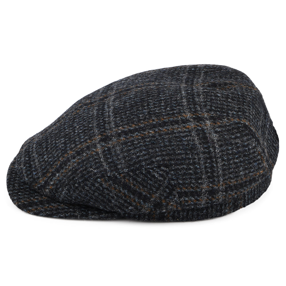 Casquette Plate à Visière Allongée en HARRIS TWEED Finsbay bleu marine FAILSWORTH