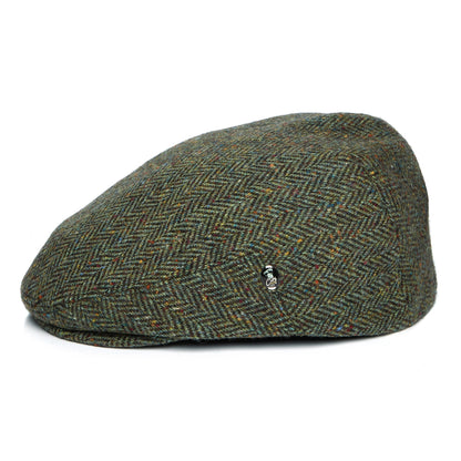 Casquette Plate en Tweed du Donegal à Chevrons forêt CITY SPORT