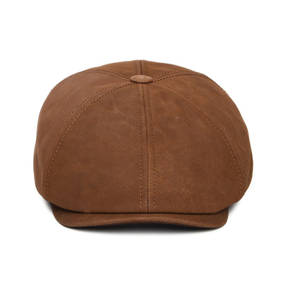 Casquette Gavroche en Cuir Nubuck cognac STETSON