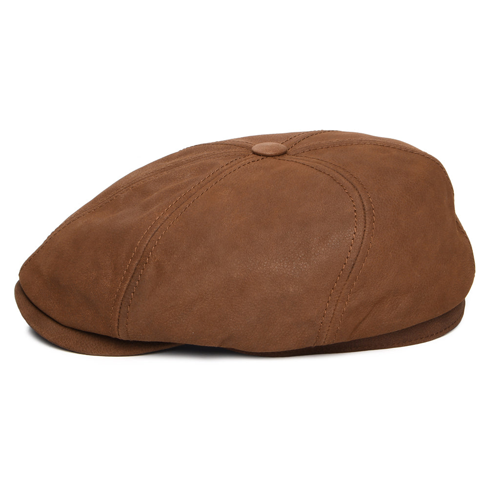 Casquette Gavroche en Cuir Nubuck cognac STETSON