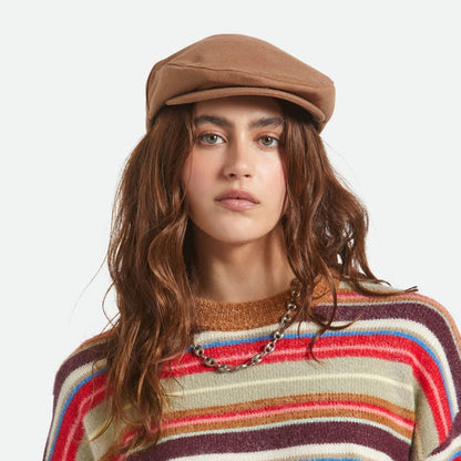 Casquette Plate Hooligan en Laine Melton camel BRIXTON
