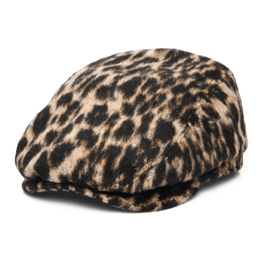 Casquette Plate en Laine Mélangée Léopard Systa marron BARTS