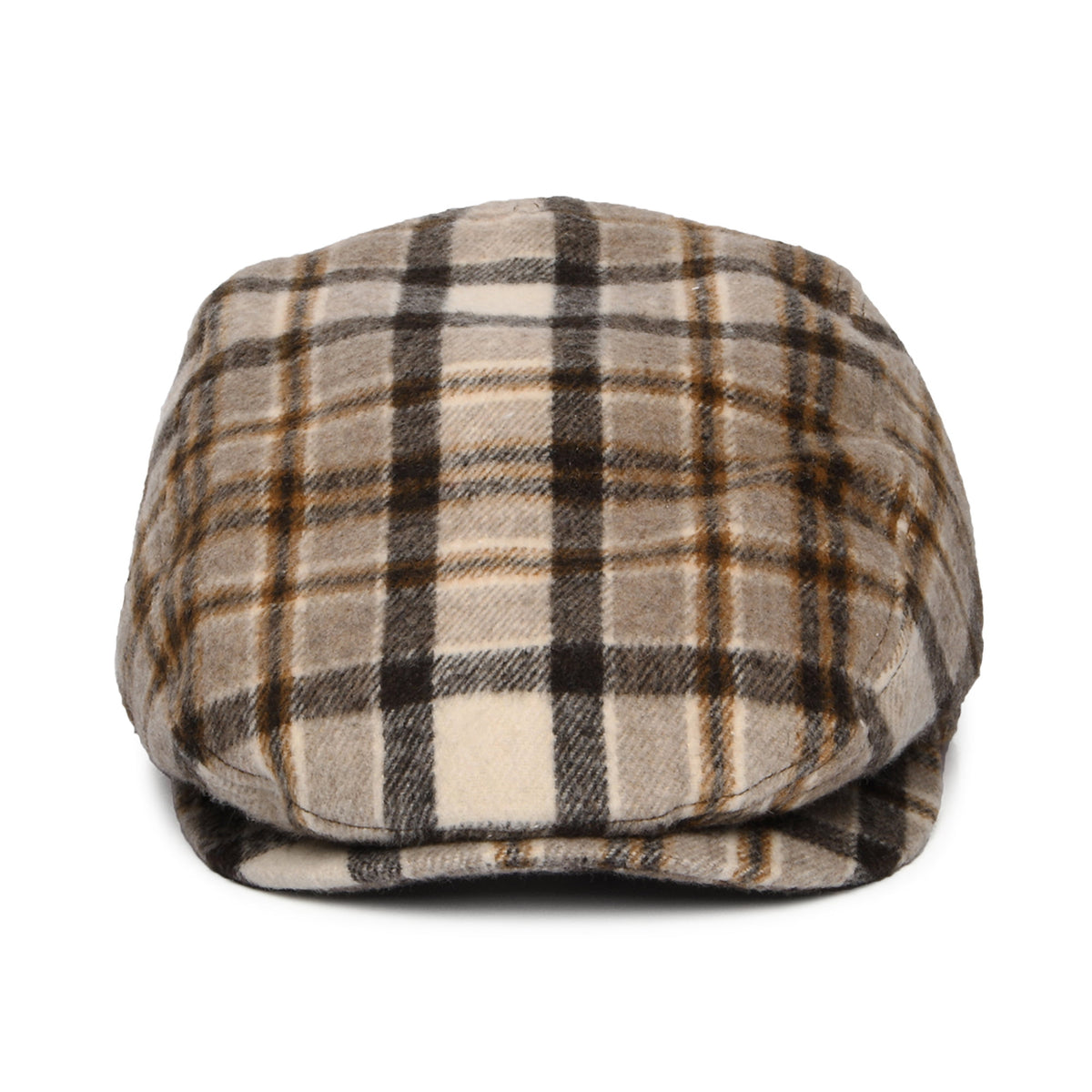Casquette Plate en Laine Mélangée à Carreaux Systa marron clair BARTS