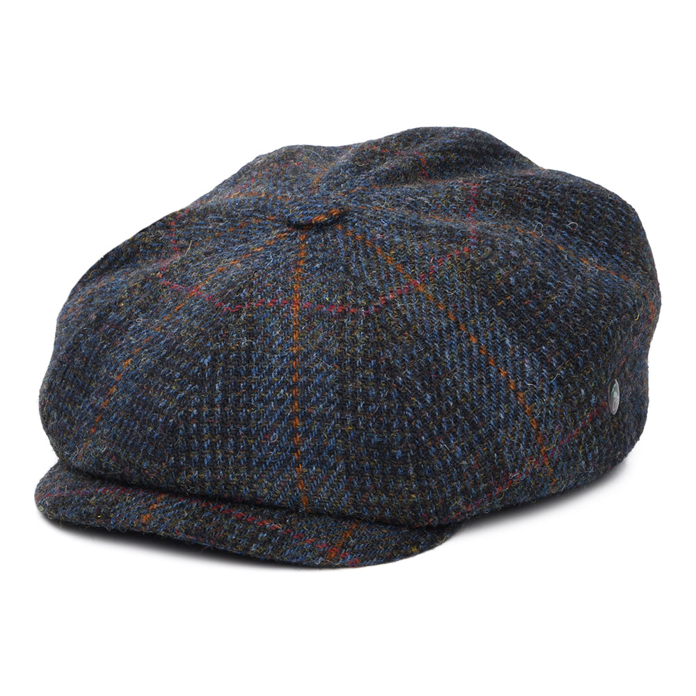 Casquette Gavroche en HARRIS TWEED Le Curieux bleu marine-rouille CITY SPORT