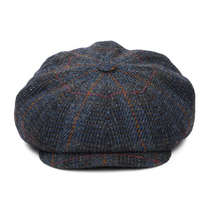 Casquette Gavroche en HARRIS TWEED Le Curieux bleu marine-rouille CITY SPORT