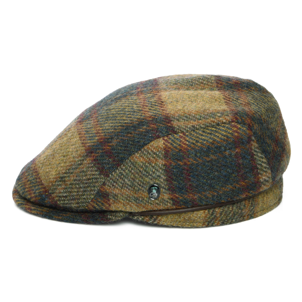 Casquette Plate en Laine Vierge Britannique Le Charmeur olive clair-multi CITY SPORT