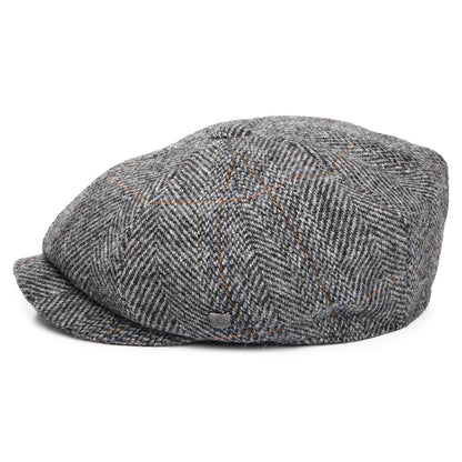 Casquette Gavroche en HARRIS TWEED à Chevrons Carloway gris-noir FAILSWORTH