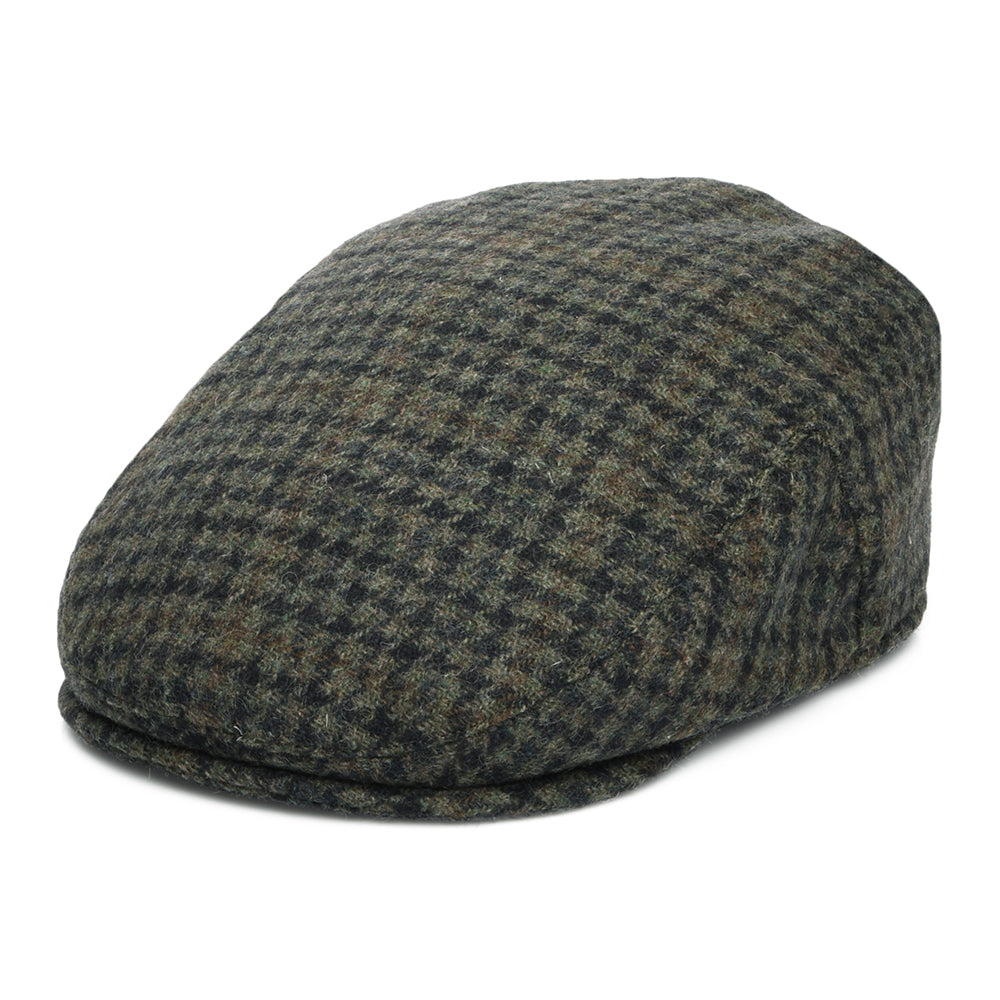 Casquette Plate Pied-de-Poule County en Laine Mélangée mousse-bleu marine FAILSWORTH
