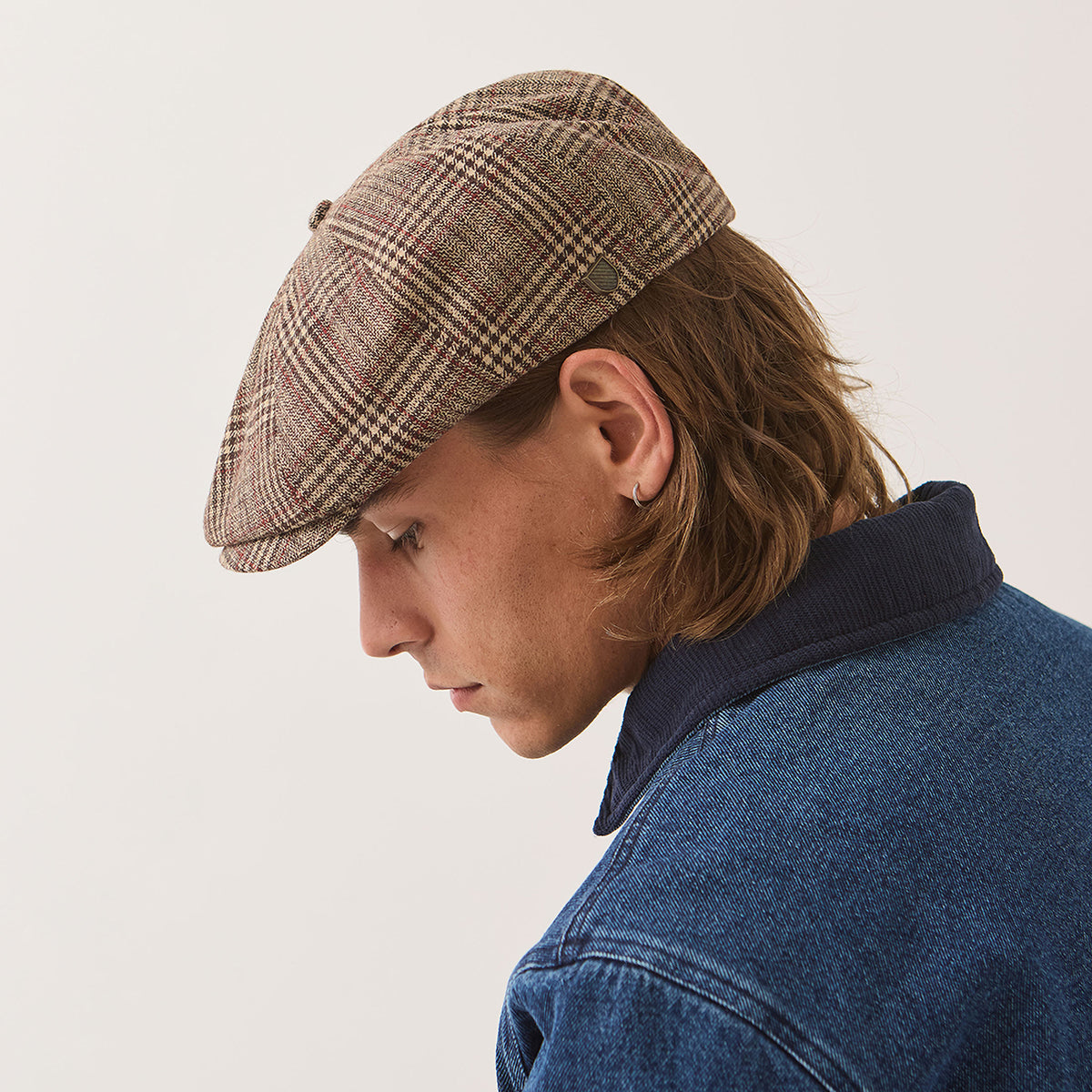Casquette Gavroche à Carreaux Brood marron-beige sable-rouge BRIXTON