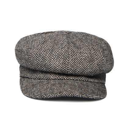 Casquette Gavroche en Laine Mélangée à Chevrons gris WHITELEY