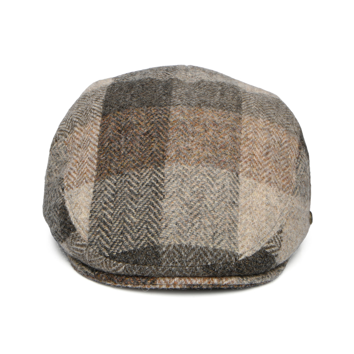 Casquette Plate en HARRIS TWEED Patch Stornoway marron FAILSWORTH