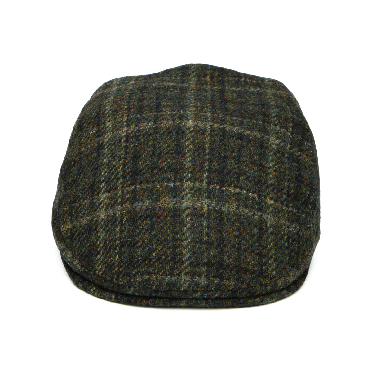 Casquette Plate Avec Protège-Oreilles en HARRIS TWEED à Carreaux Oban mousse foncé FAILSWORTH