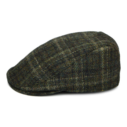 Casquette Plate Avec Protège-Oreilles en HARRIS TWEED à Carreaux Oban mousse foncé FAILSWORTH