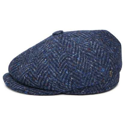 Casquette Gavroche en Tweed du Donegal à Chevrons Calotte Profonde bleu CITY SPORT