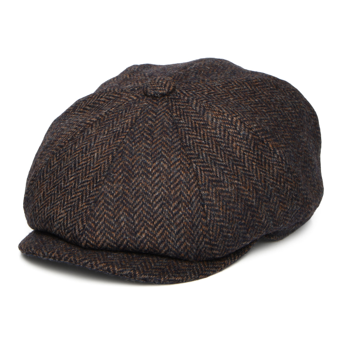 Casquette Gavroche en Laine Britannique à Chevrons Brooklyn marron CHRISTYS