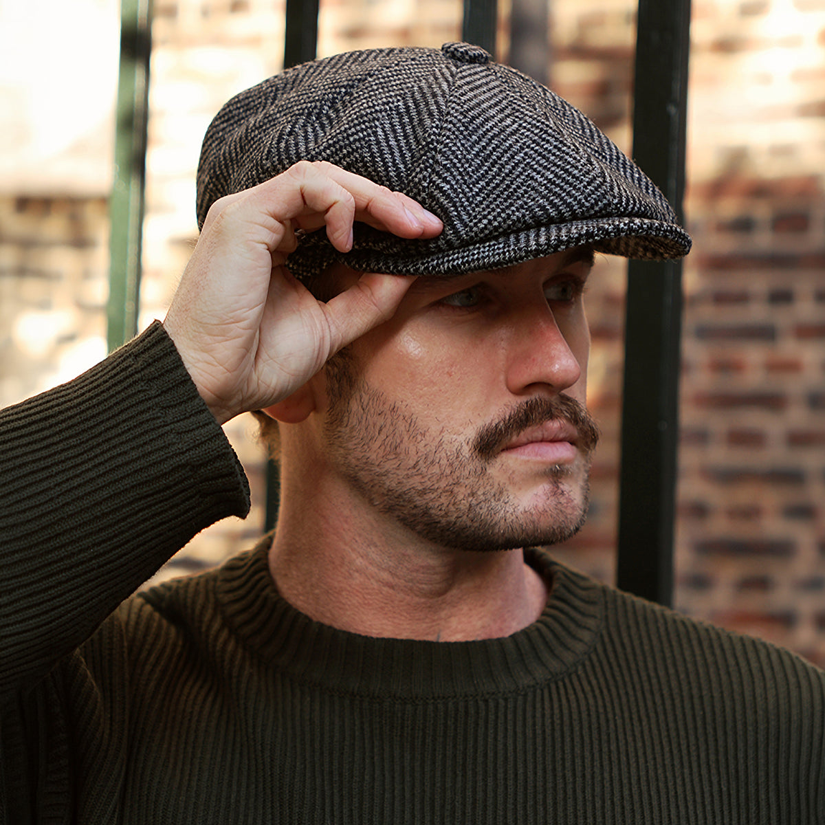 Casquette Gavroche en Laine Mérinos à Chevrons Portobello gris CHRISTYS