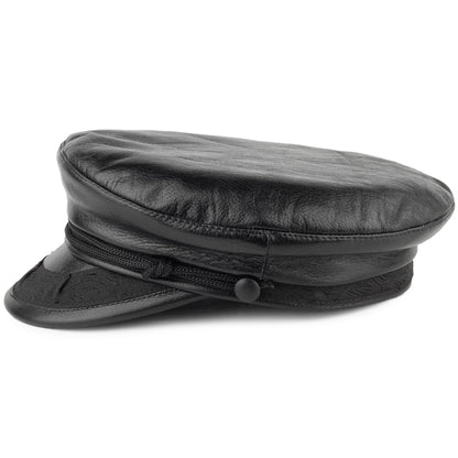 Casquette de Marin Grec en Cuir noir JAXON & JAMES