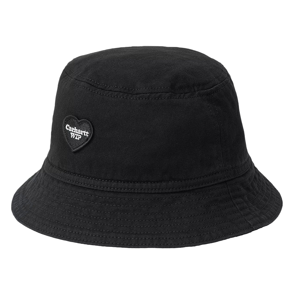 Chapeau Bob en Coton Sergé Coeur Drewe noir délavé CARHARTT WIP