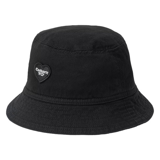 Chapeau Bob en Coton Sergé Coeur Drewe noir délavé CARHARTT WIP