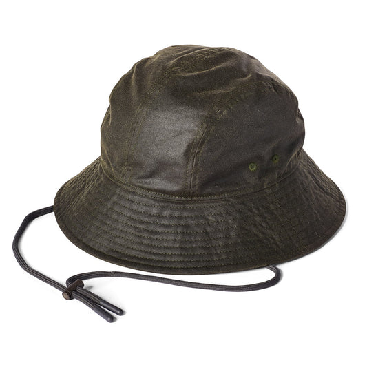 Chapeau Bob Glasto en Coton Ciré Britannique olive FAILSWORTH