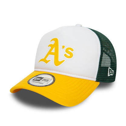 Casquette Trucker MLB Logo A-Frame Oakland Athletics blanc-jaune-vert foncé NEW ERA