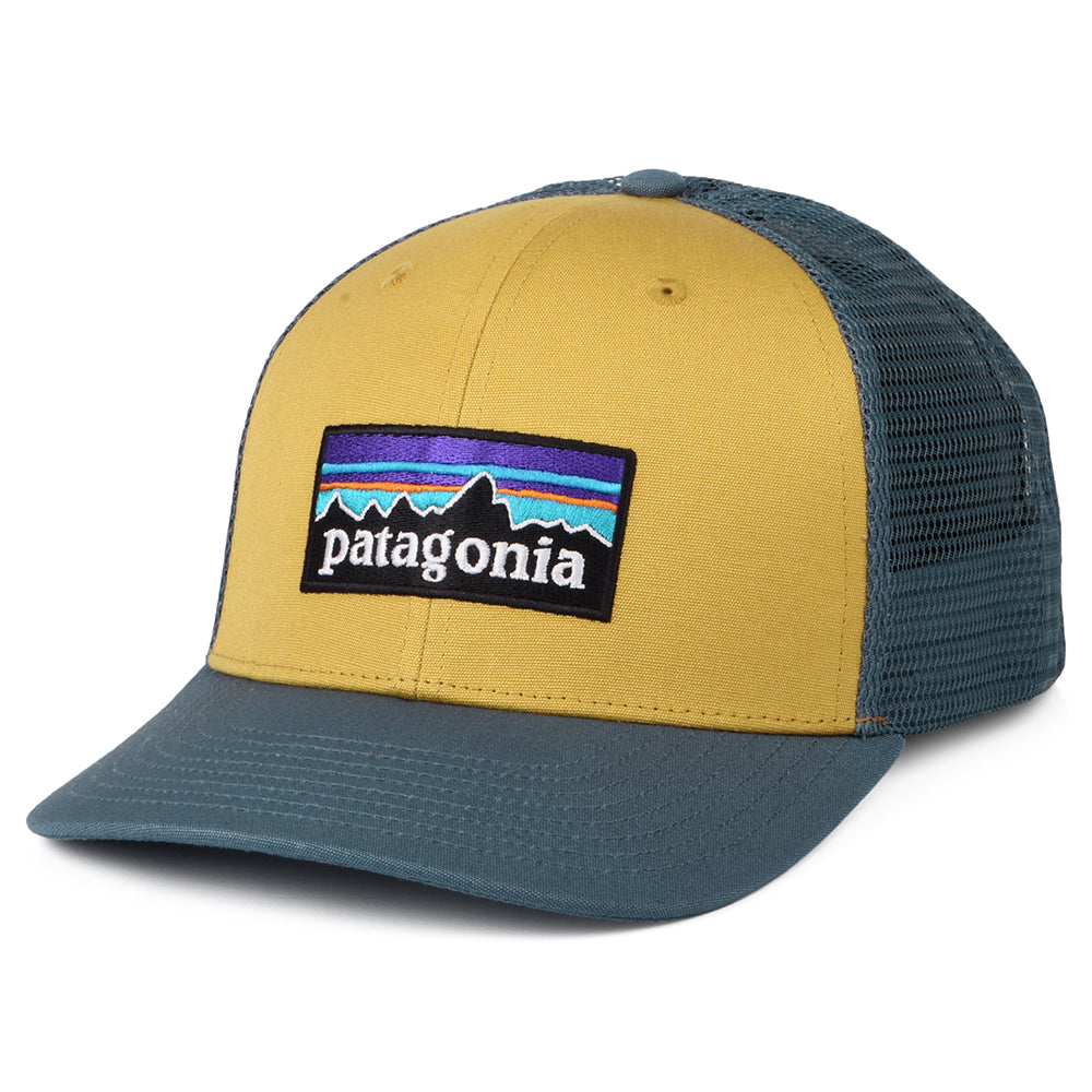 Casquette Trucker en Coton Bio P-6 Logo moutarde-bleu fumé PATAGONIA