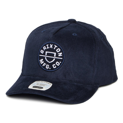 Casquette Snapback en Velours Côtelé Crest C NetPlus MP bleu marine délavé BRIXTON