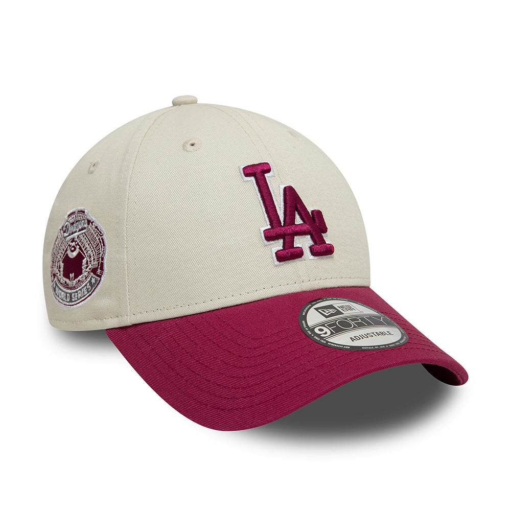 Casquette 9FORTY MLB World Series Patch L.A. Dodgers ivoire-rouge cerise NEW ERA