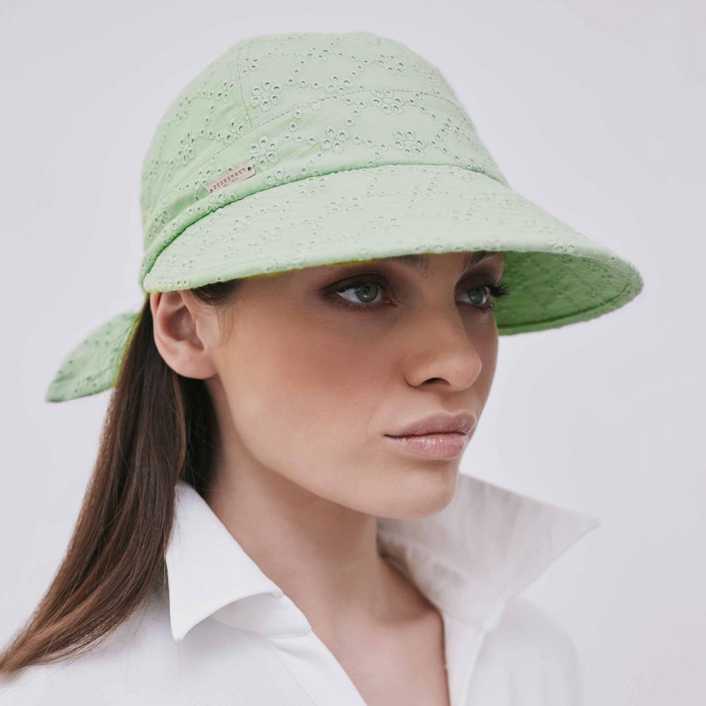 Casquette de Soleil en Coton Dentelle Face Framer menthe SEEBERGER