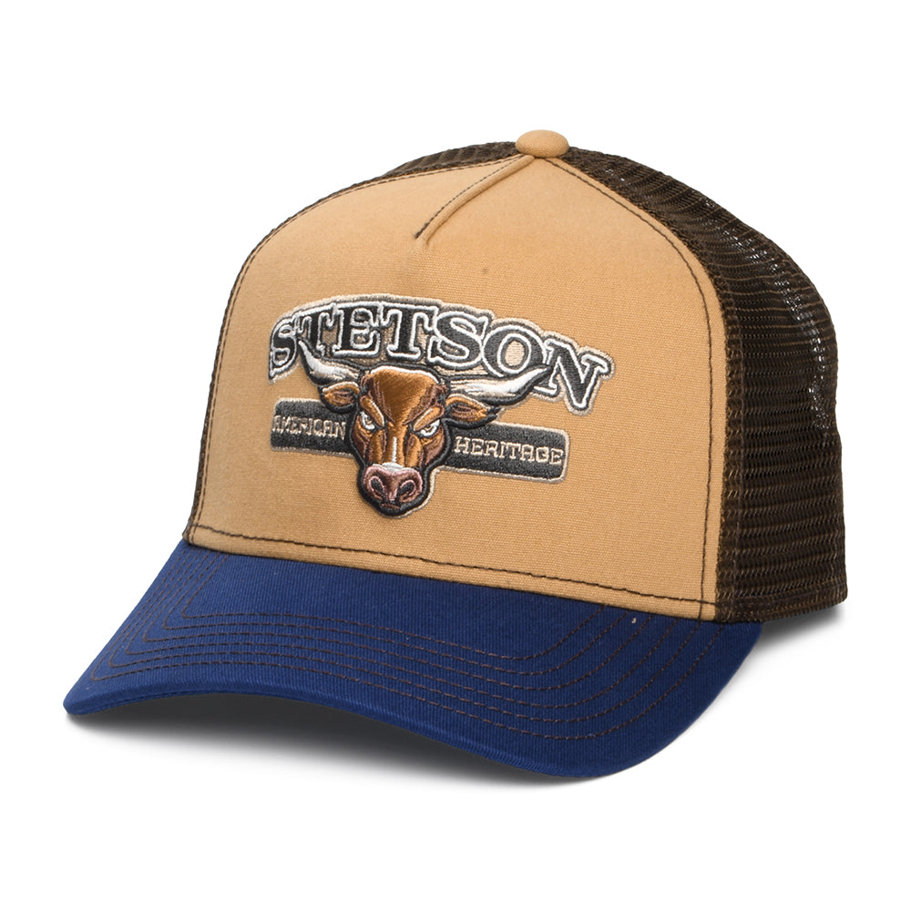 Casquette Trucker Bull beige sable-bleu-marron STETSON