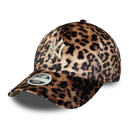 Casquette Femme 9FORTY MLB Leopard Velour New York Yankees marron-crème NEW ERA