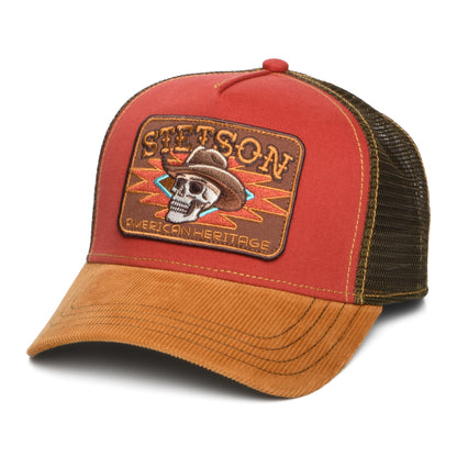 Casquette Trucker Crâne rouge-marron STETSON