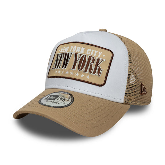 Casquette Trucker Location Patch A-Frame New York City blanc-camel NEW ERA