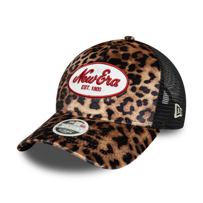 Casquette Trucker Femme A-Frame 9FORTY MCrown NE Leopard marron clair-noir NEW ERA