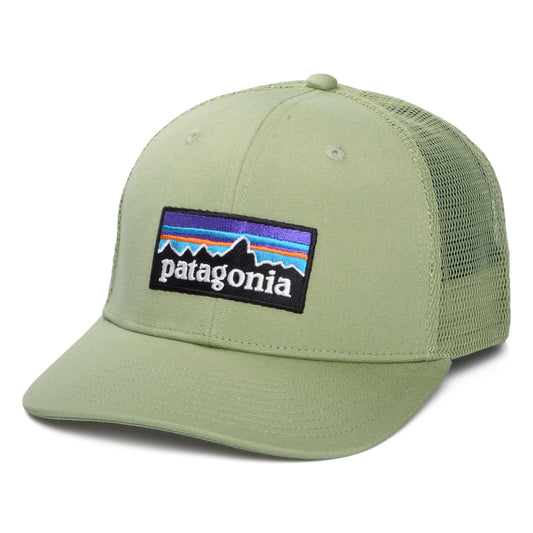 Casquette Trucker en Coton Bio P-6 Logo olive clair PATAGONIA